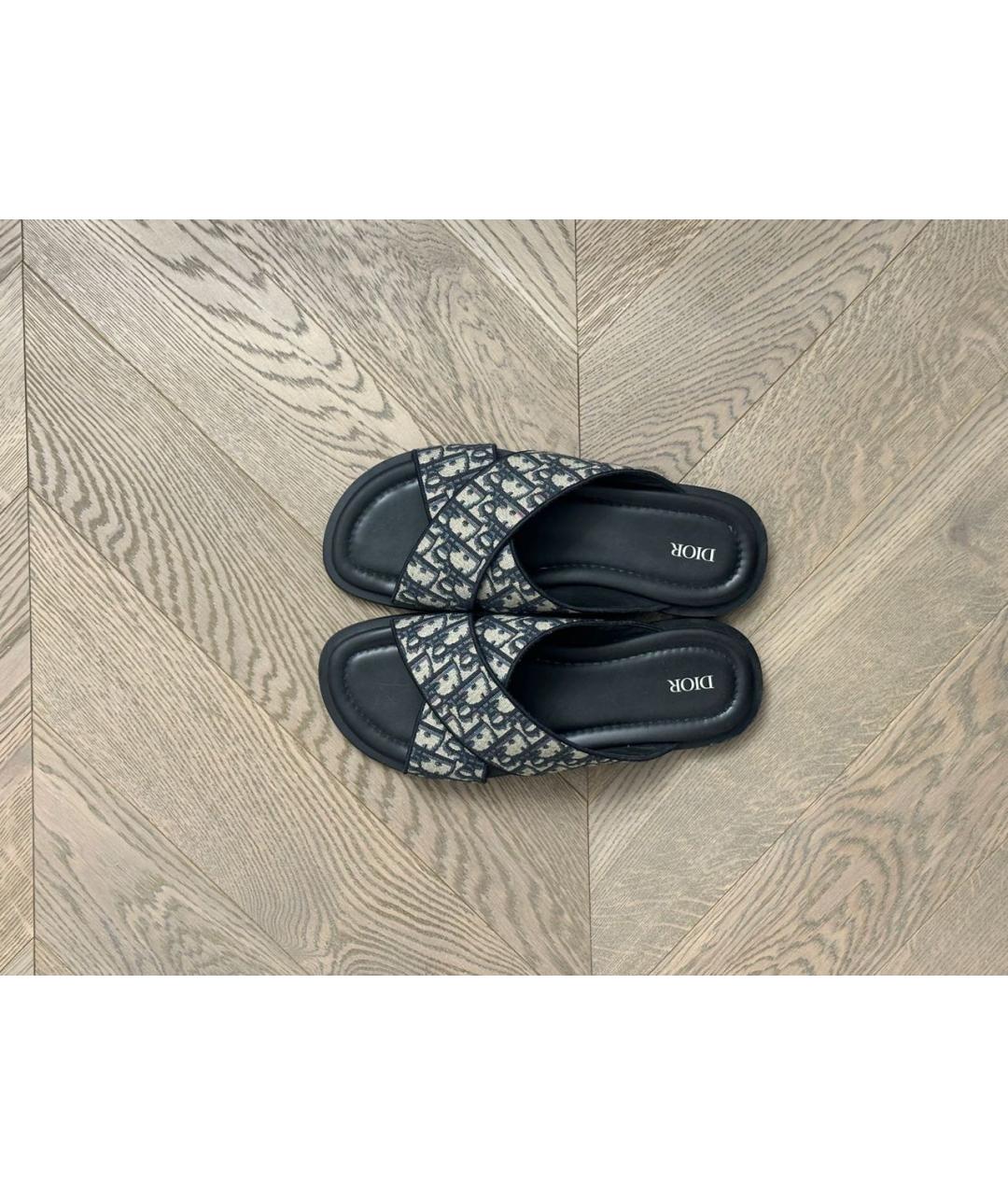 CHRISTIAN DIOR Темно-синие кожаные сандалии, фото 2