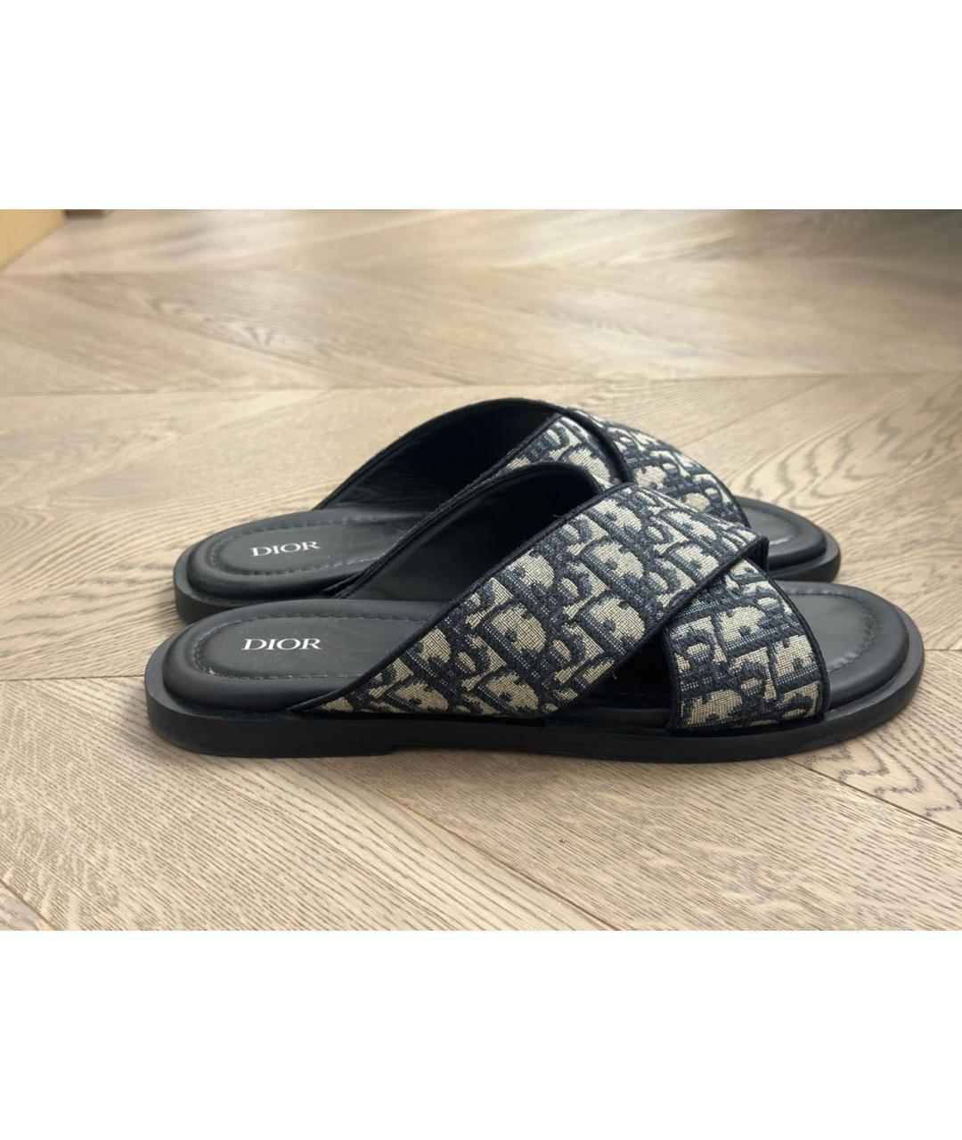 CHRISTIAN DIOR Темно-синие кожаные сандалии, фото 4