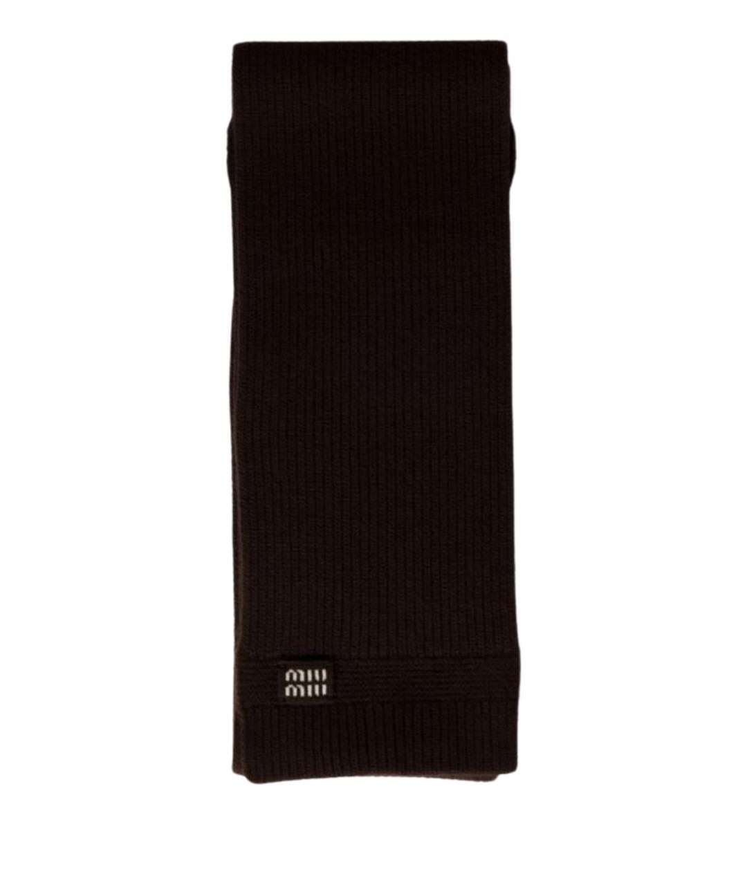 MIU MIU Коричневый кашемировый шарф, фото 1