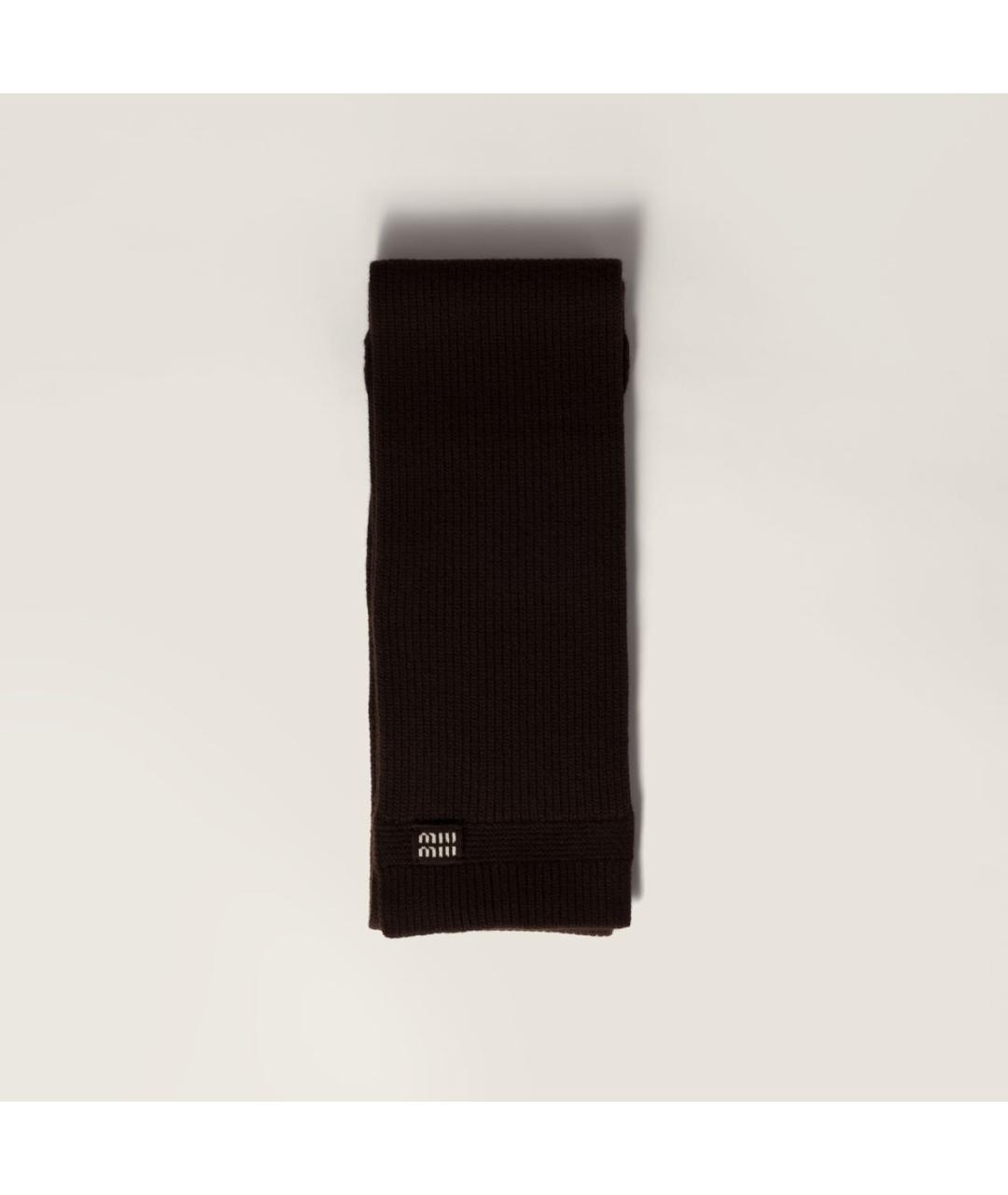 MIU MIU Коричневый кашемировый шарф, фото 4