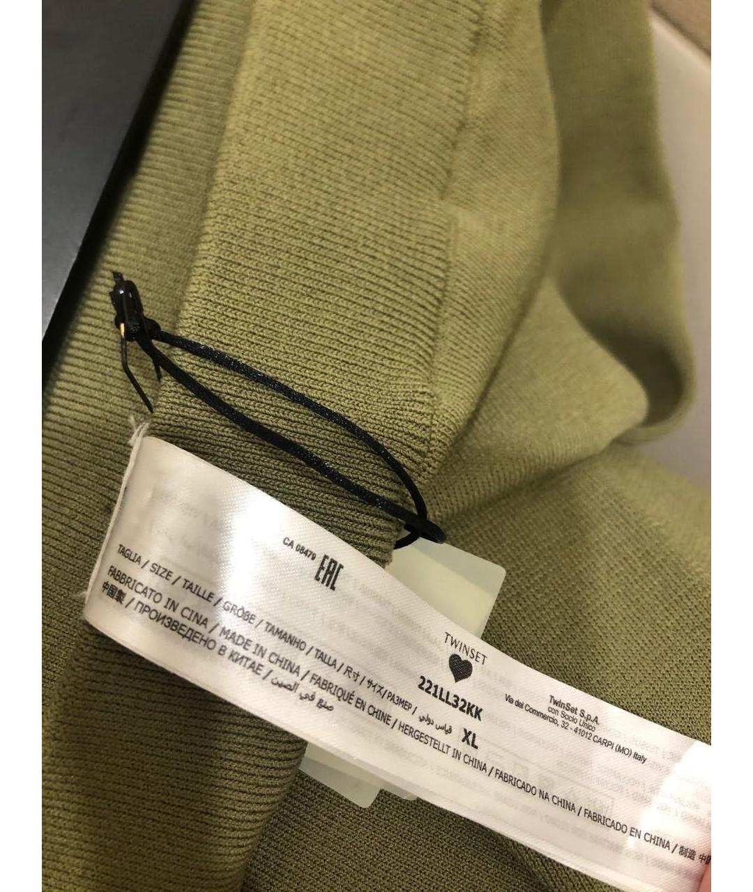 TWIN-SET Хаки вискозные брюки широкие, фото 8