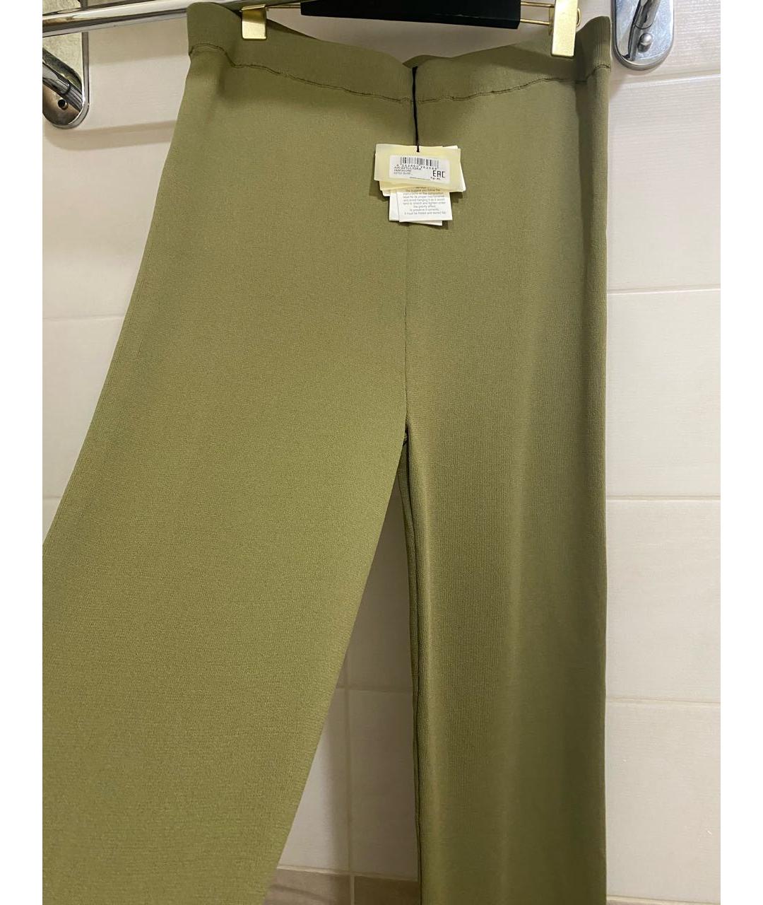 TWIN-SET Хаки вискозные брюки широкие, фото 3