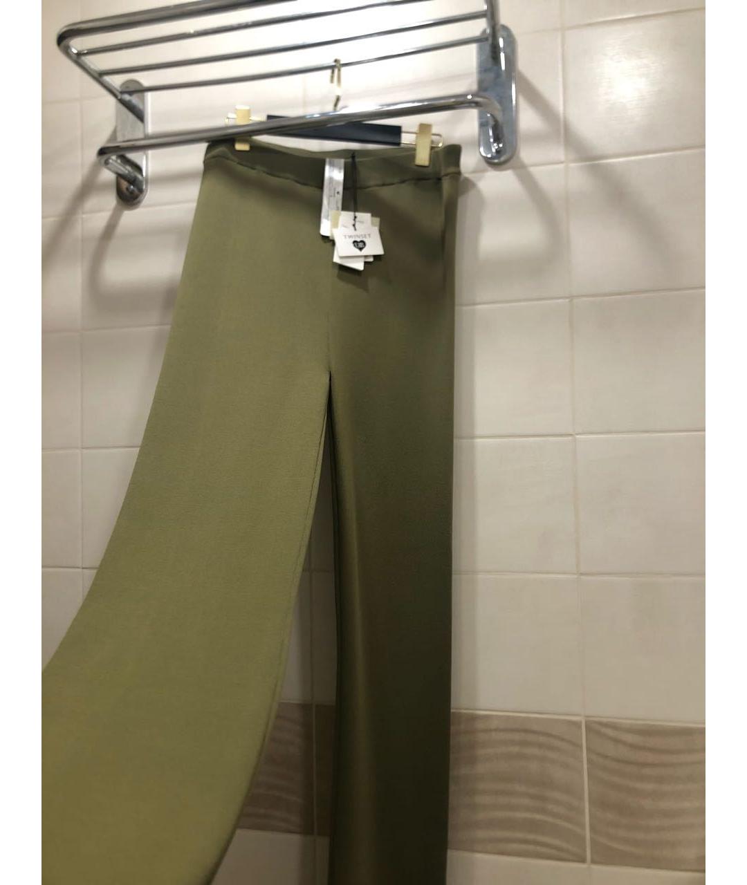 TWIN-SET Хаки вискозные брюки широкие, фото 9