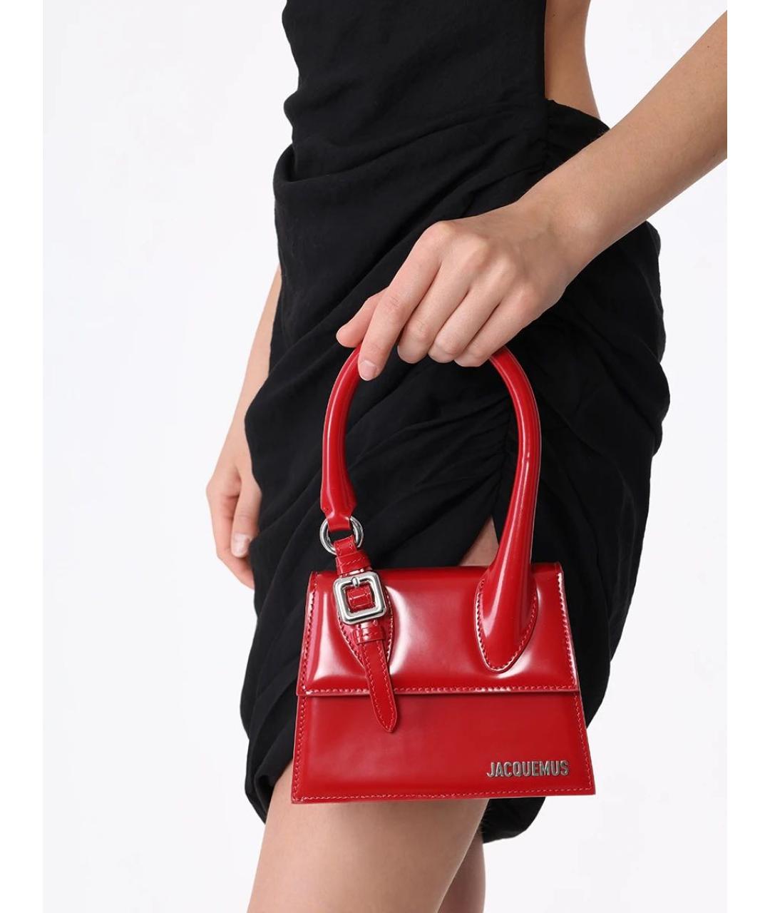 JACQUEMUS Красная сумка через плечо из лакированной кожи, фото 3