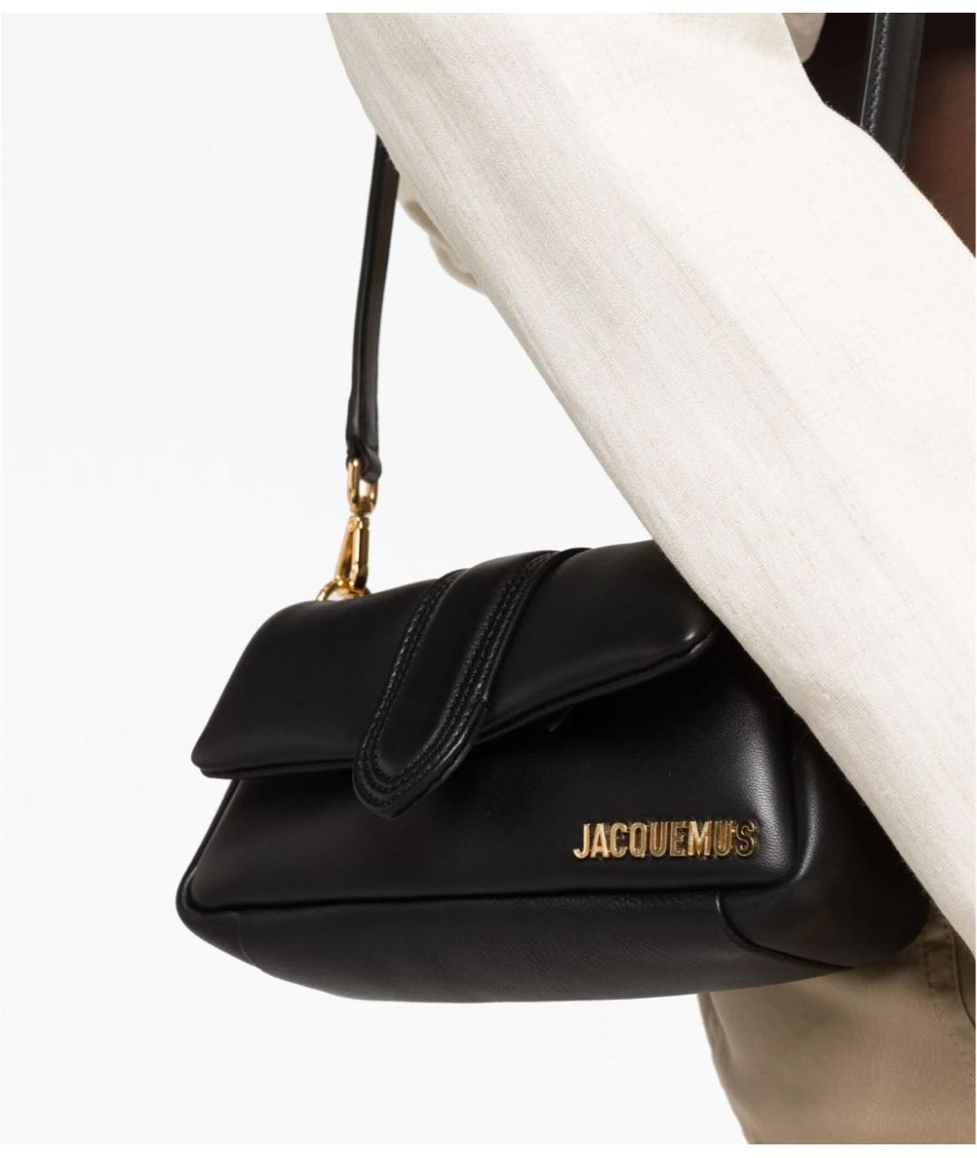 JACQUEMUS Черная кожаная сумка через плечо, фото 2