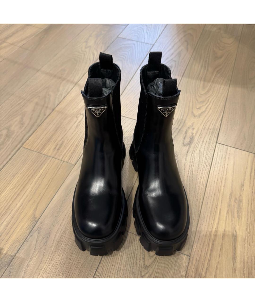 PRADA Черные кожаные полусапоги, фото 2