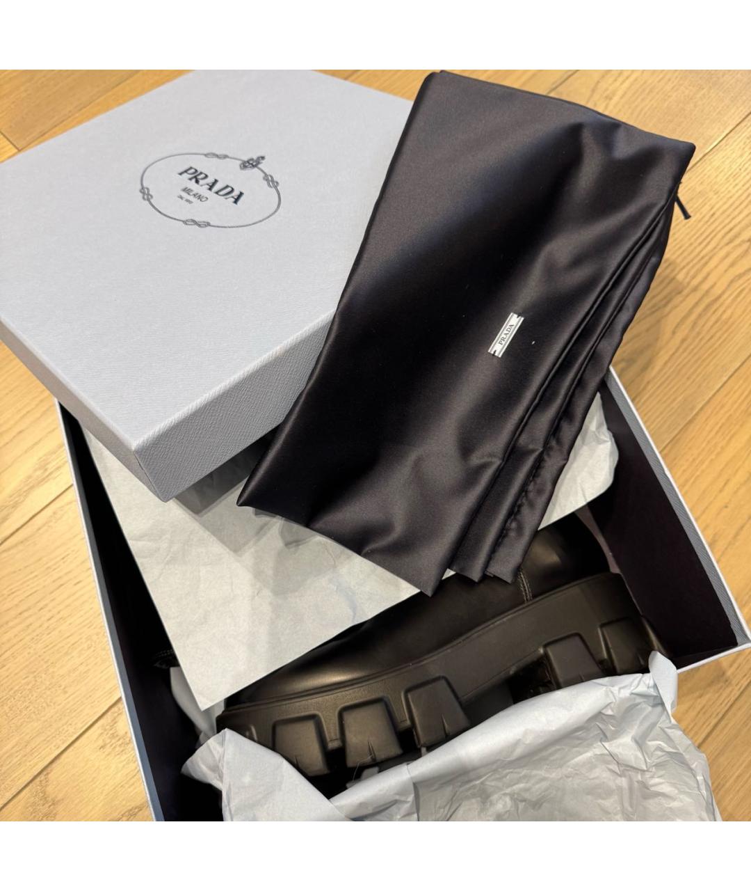 PRADA Черные кожаные полусапоги, фото 7