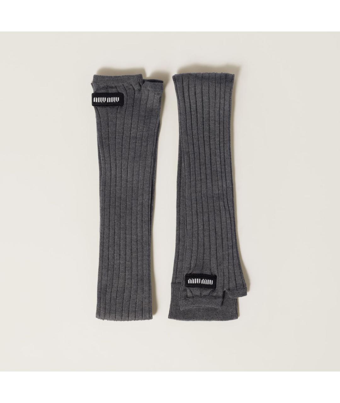 MIU MIU Серые митенки, фото 4