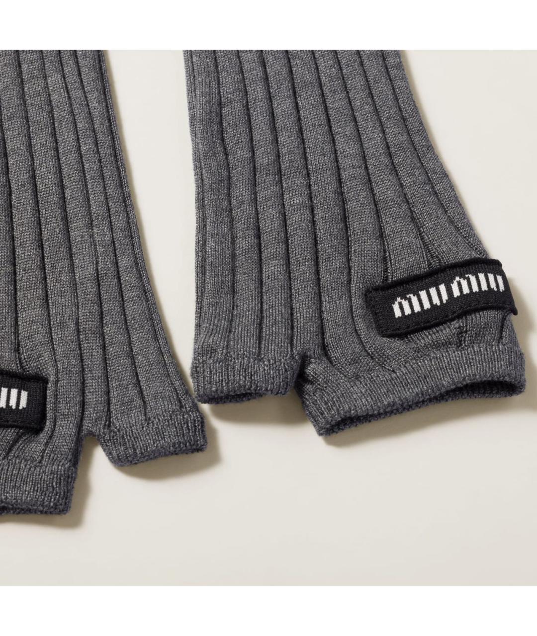 MIU MIU Серые митенки, фото 3