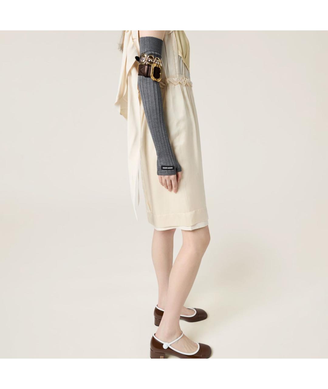 MIU MIU Серые митенки, фото 2