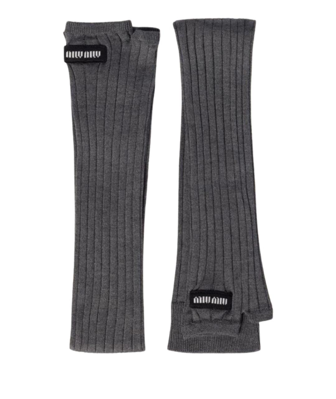 MIU MIU Серые митенки, фото 1