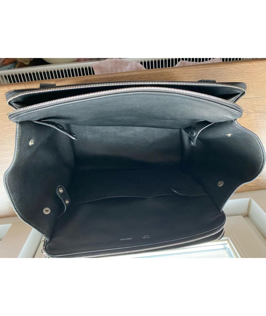 CELINE Черная кожаная сумка тоут, фото 5