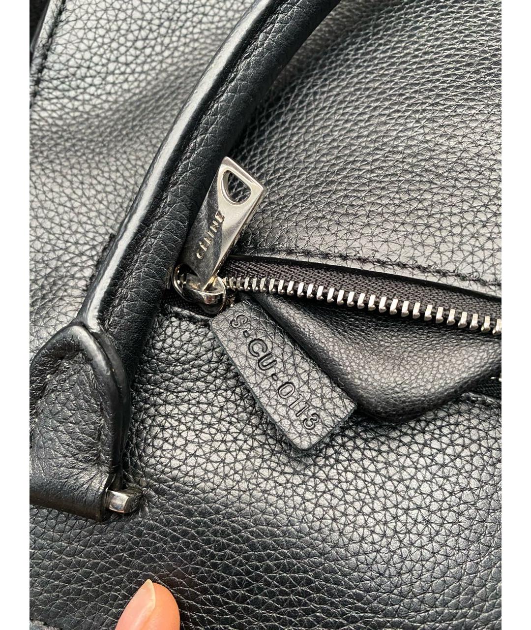 CELINE Черная кожаная сумка тоут, фото 6