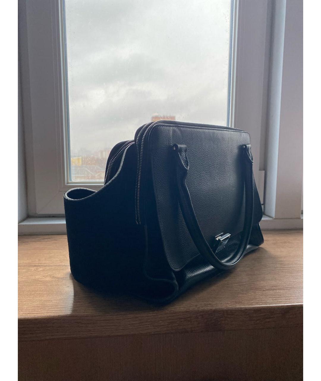 CELINE Черная кожаная сумка тоут, фото 4