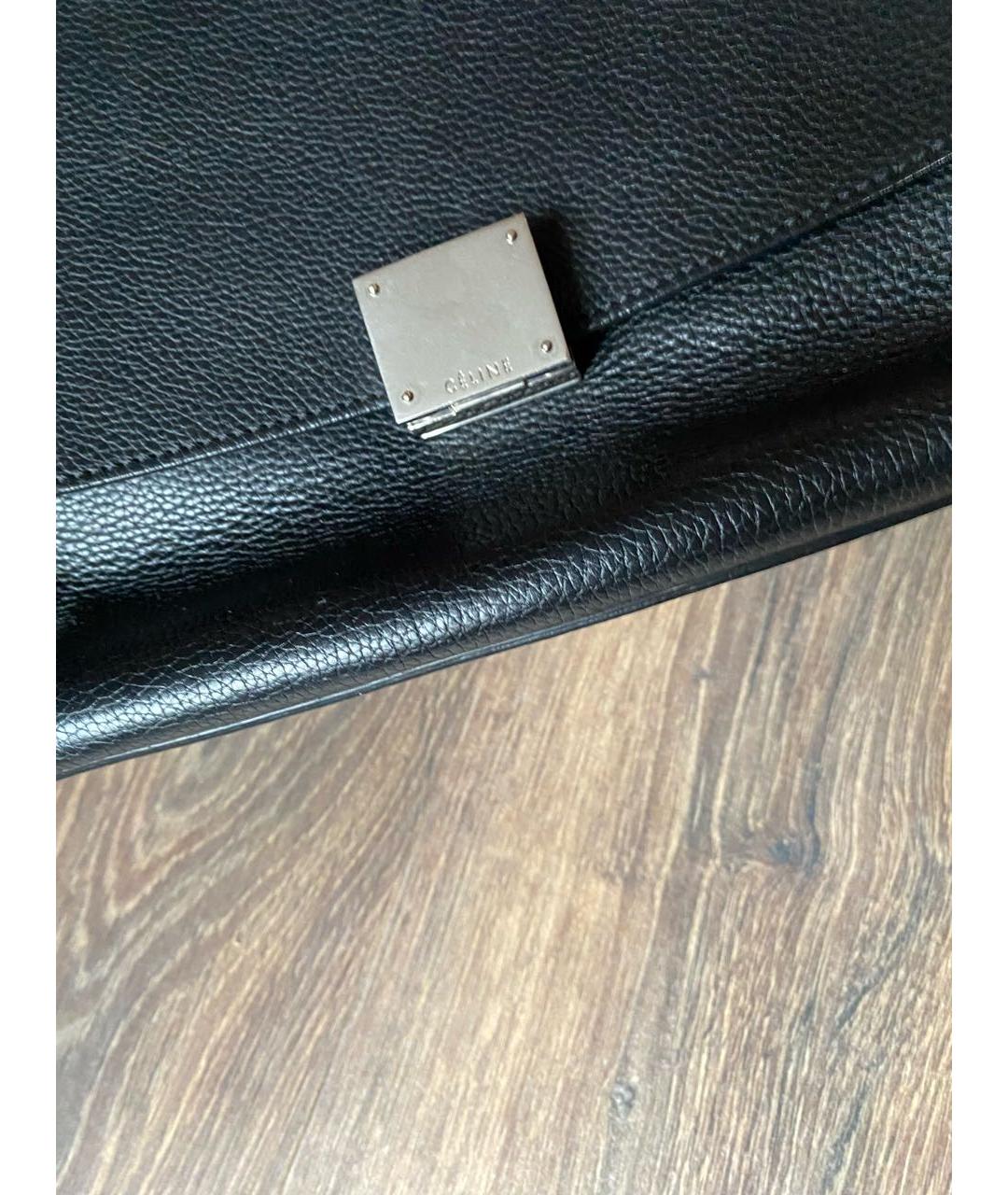 CELINE Черная кожаная сумка тоут, фото 7