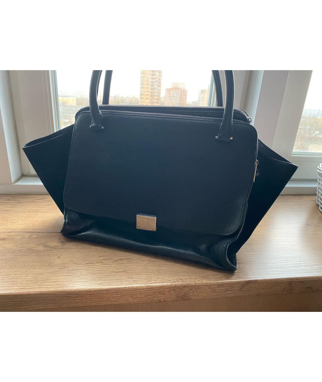 CELINE Черная кожаная сумка тоут, фото 3