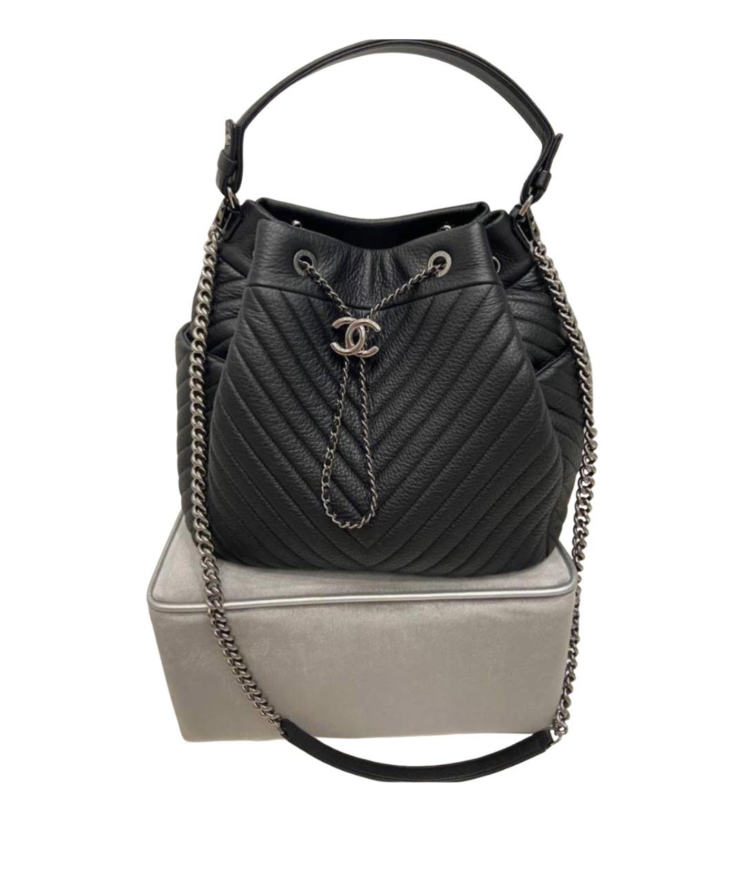 CHANEL Черная кожаная сумка тоут, фото 9