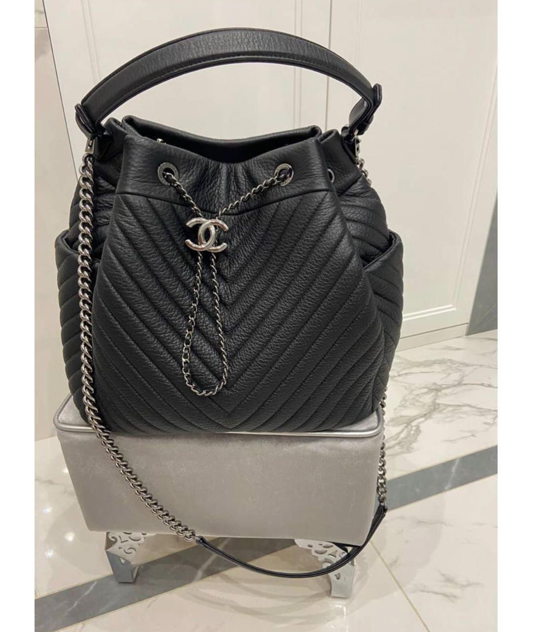 CHANEL Черная кожаная сумка тоут, фото 2