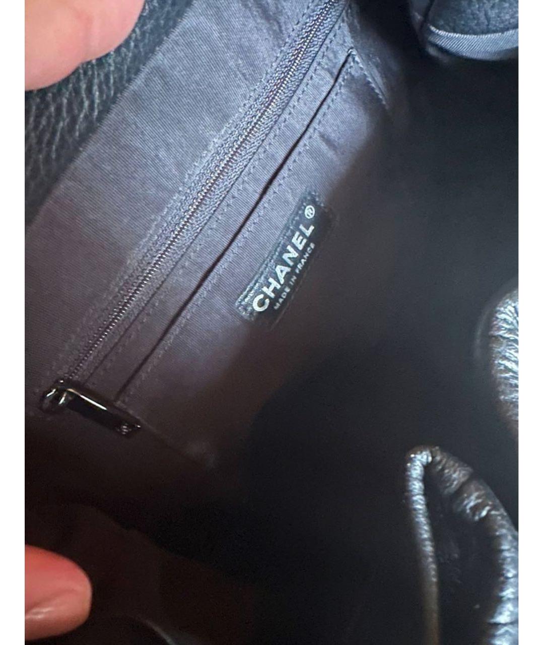 CHANEL Черная кожаная сумка тоут, фото 6