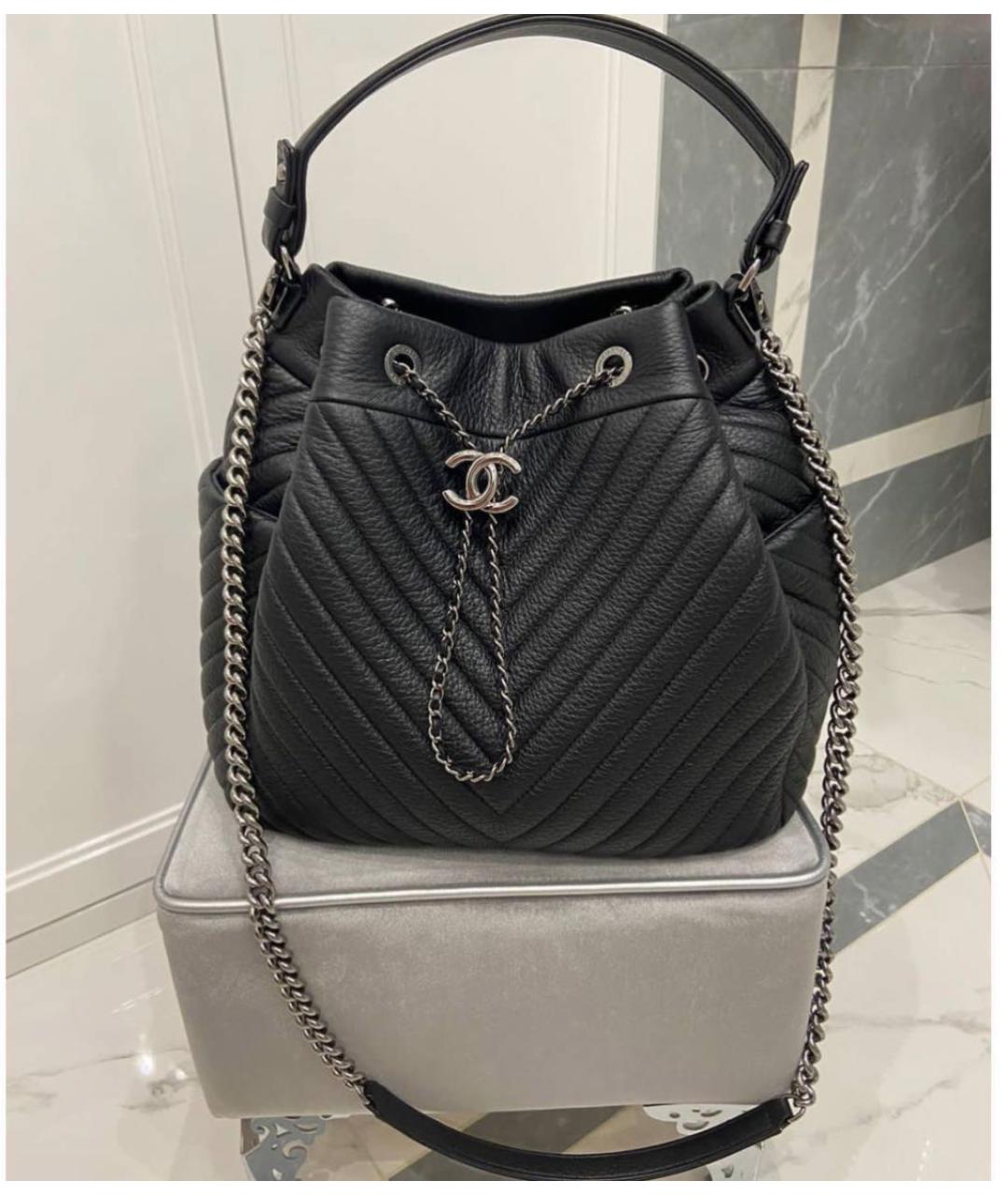 CHANEL Черная кожаная сумка тоут, фото 8