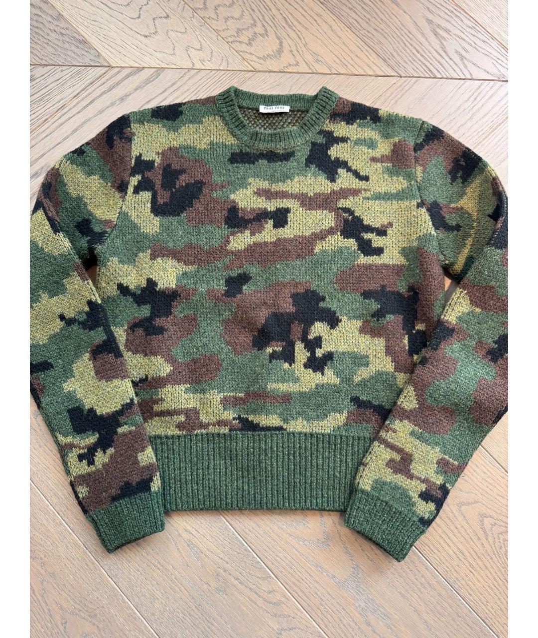 MIU MIU Хаки шерстяной джемпер / свитер, фото 6