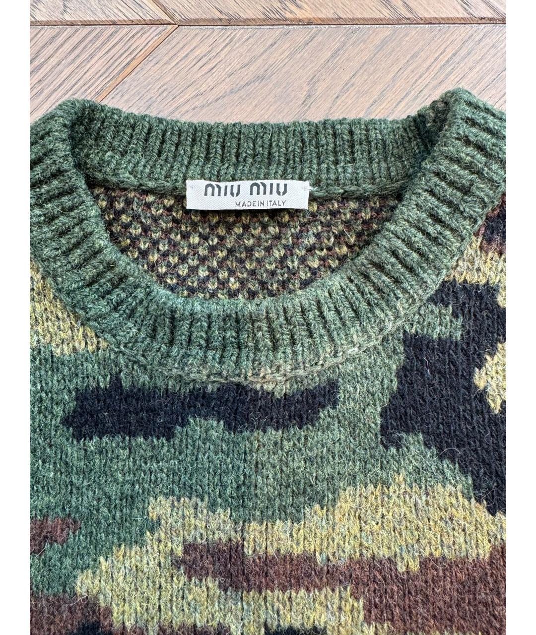 MIU MIU Хаки шерстяной джемпер / свитер, фото 4