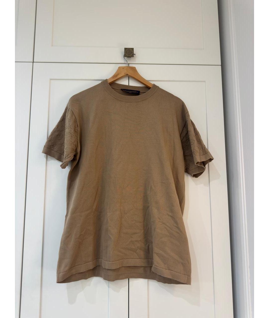 LOUIS VUITTON Бежевая хлопковая футболка, фото 4