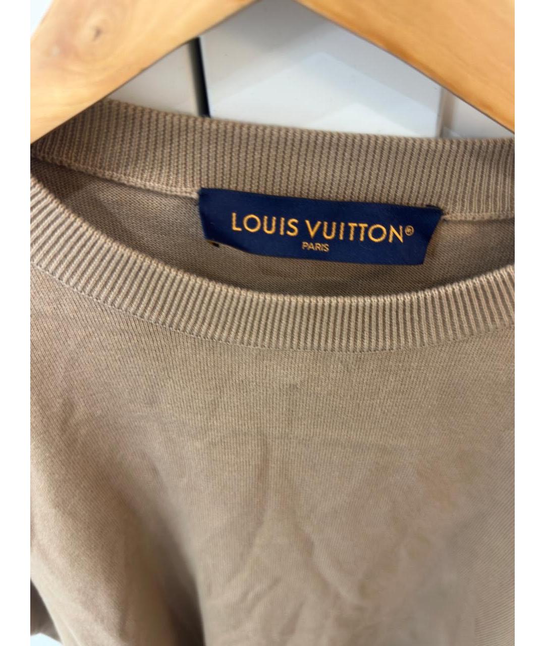 LOUIS VUITTON Бежевая хлопковая футболка, фото 3