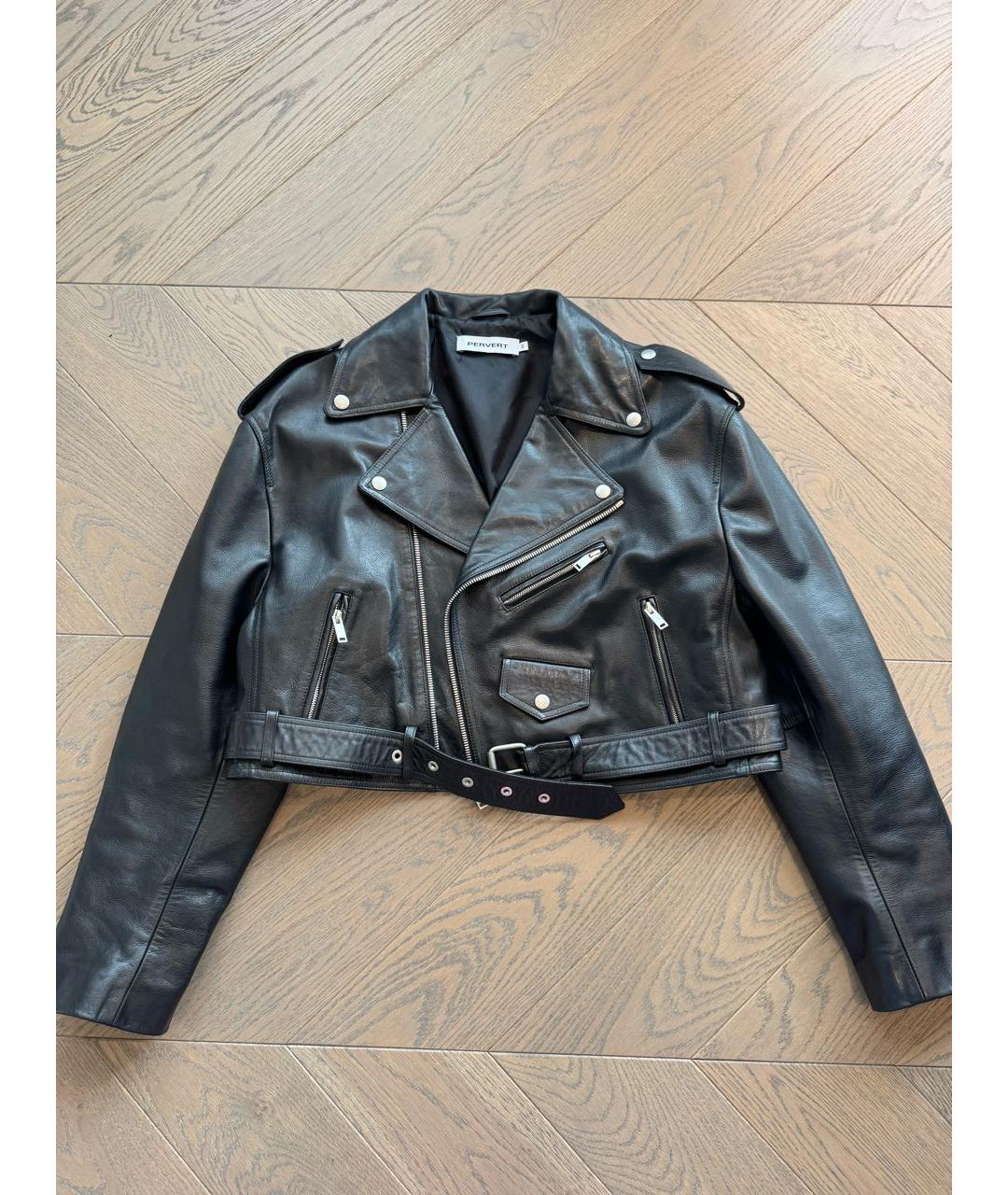 PERVERT Черная кожаная куртка, фото 5