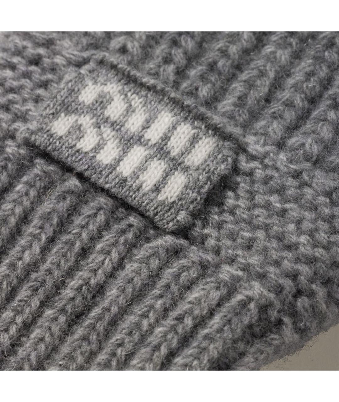 MIU MIU Серые шерстяные варежки, фото 2