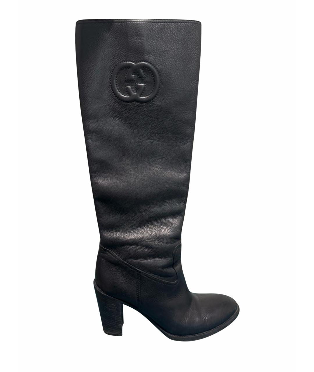 GUCCI Черные кожаные сапоги, фото 7
