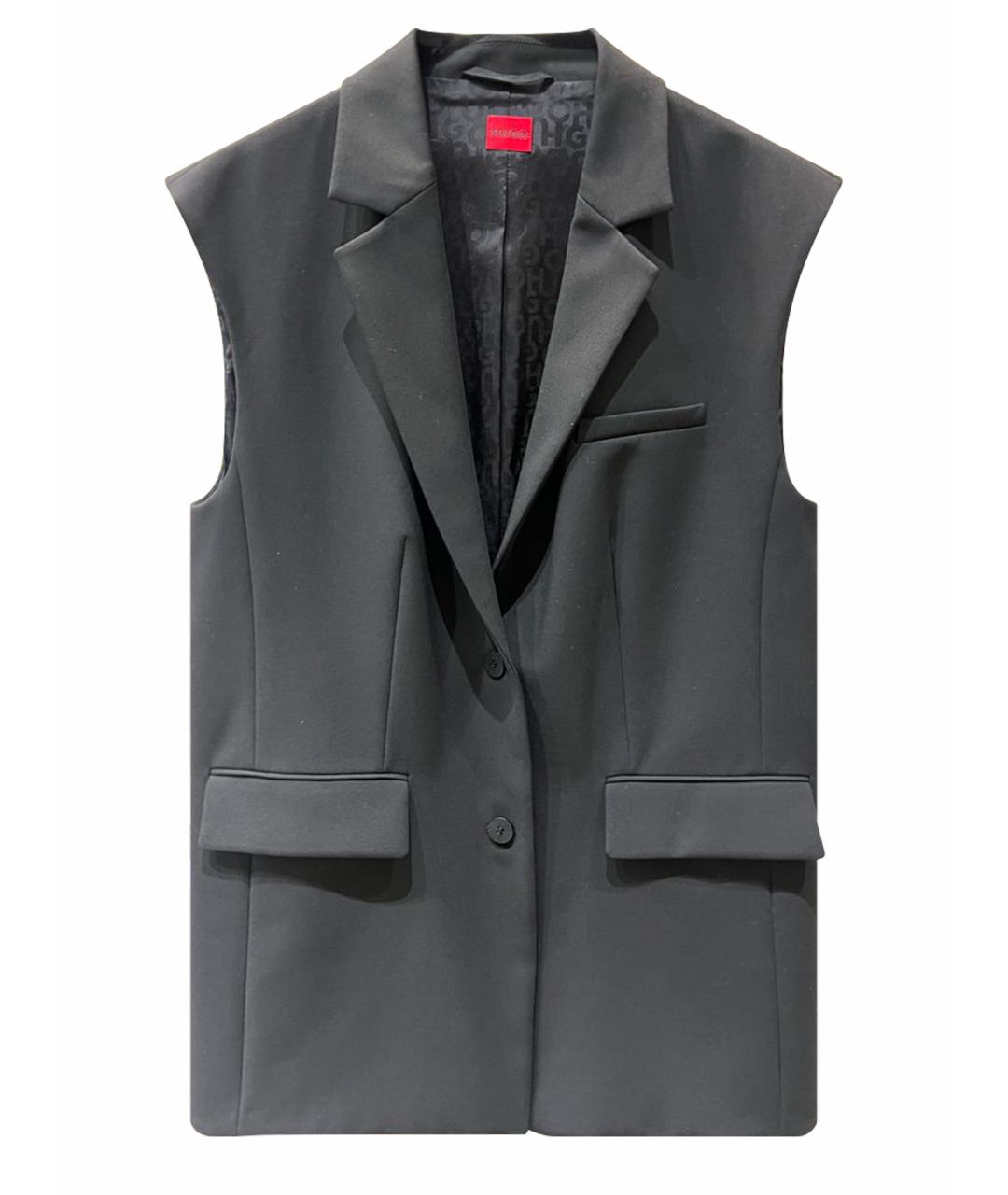 HUGO Черный вискозный жилет, фото 1