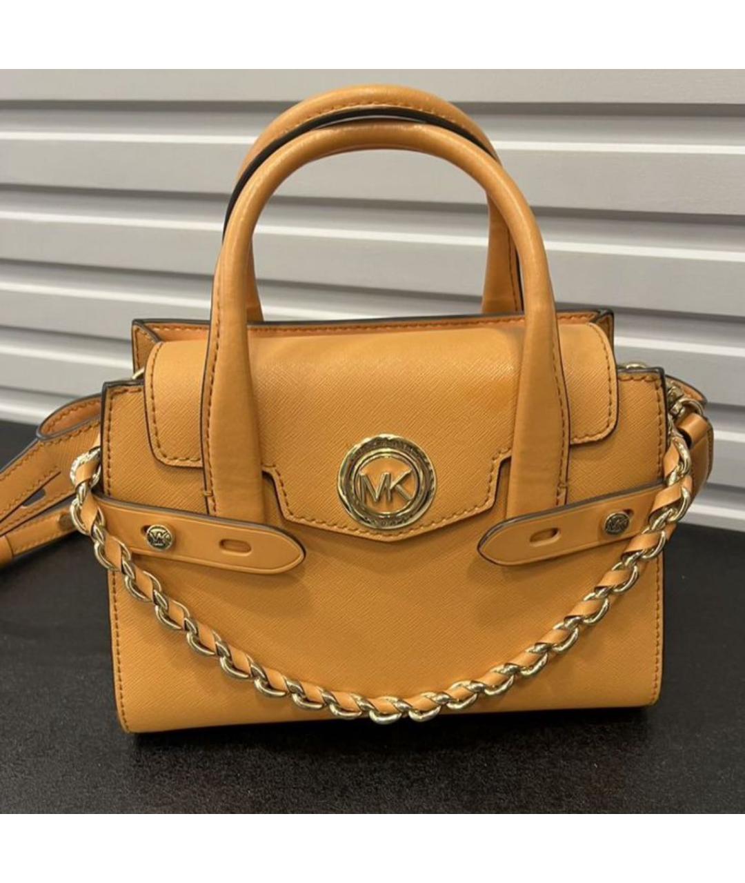 MICHAEL KORS Горчичная кожаная сумка через плечо, фото 4