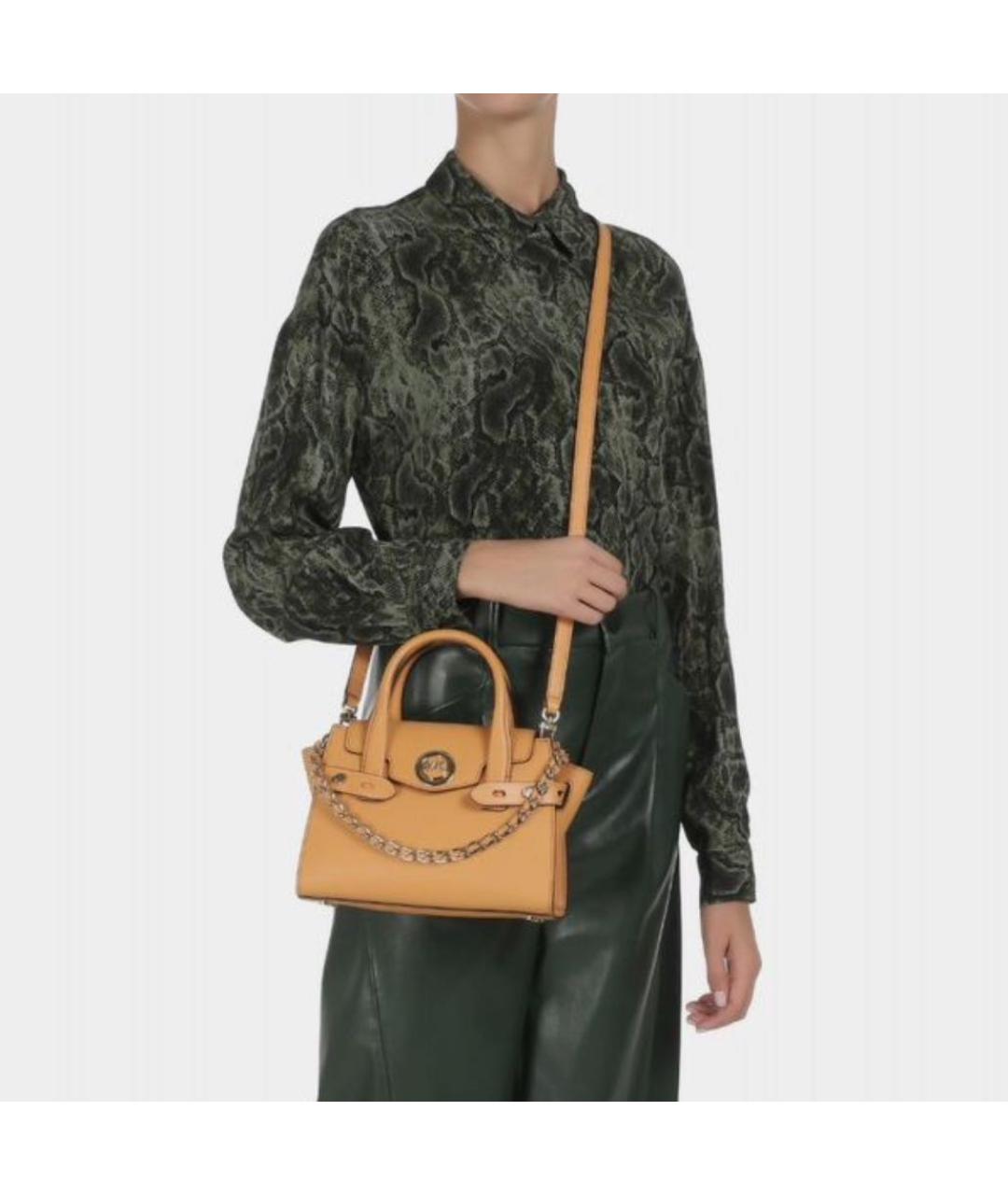 MICHAEL KORS Горчичная кожаная сумка через плечо, фото 6