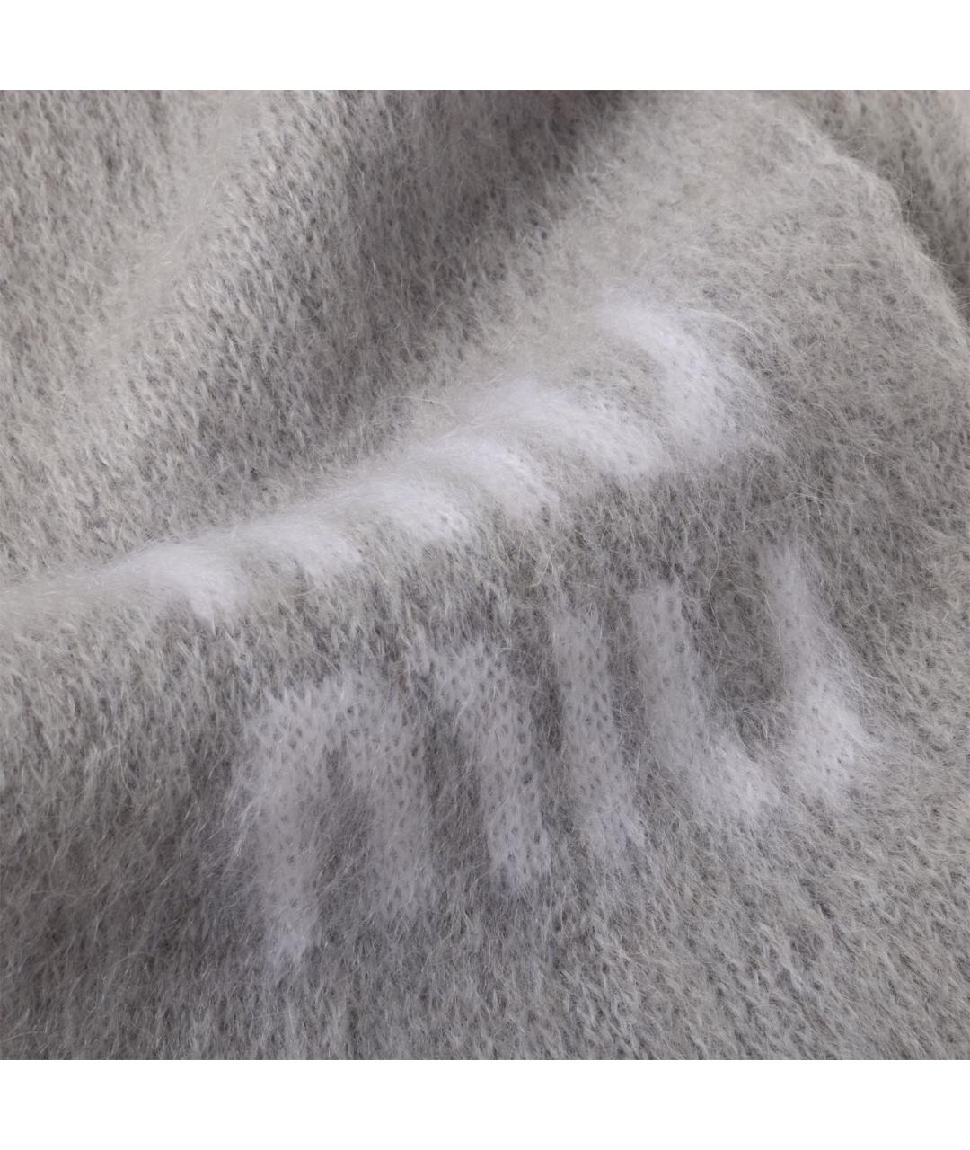 MIU MIU Серый шерстяной шарф, фото 3