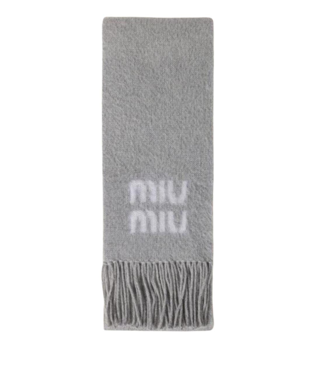MIU MIU Серый шерстяной шарф, фото 1