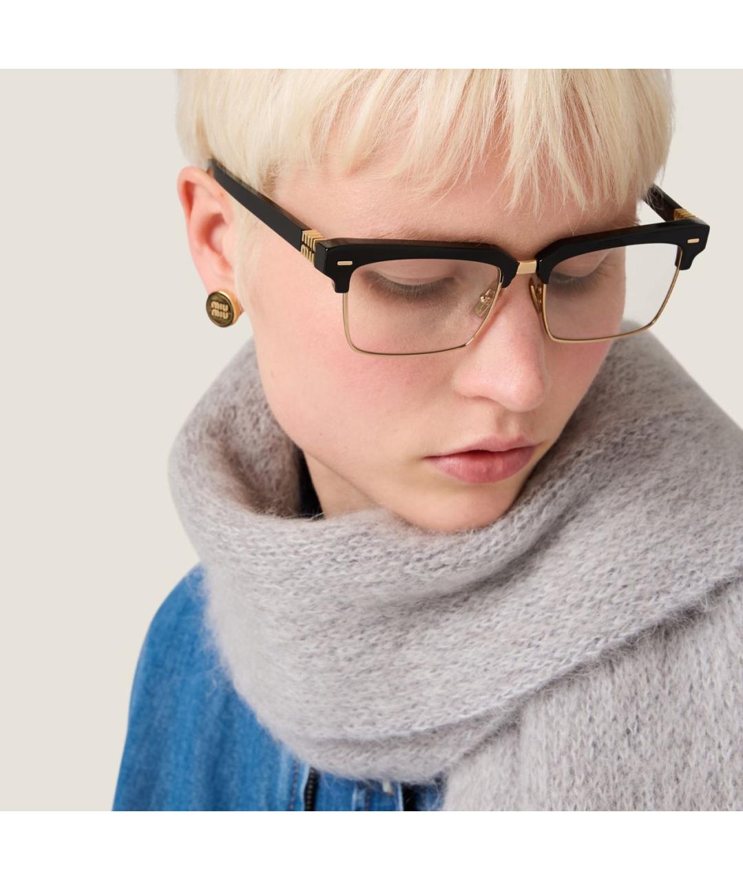 MIU MIU Серый шерстяной шарф, фото 2