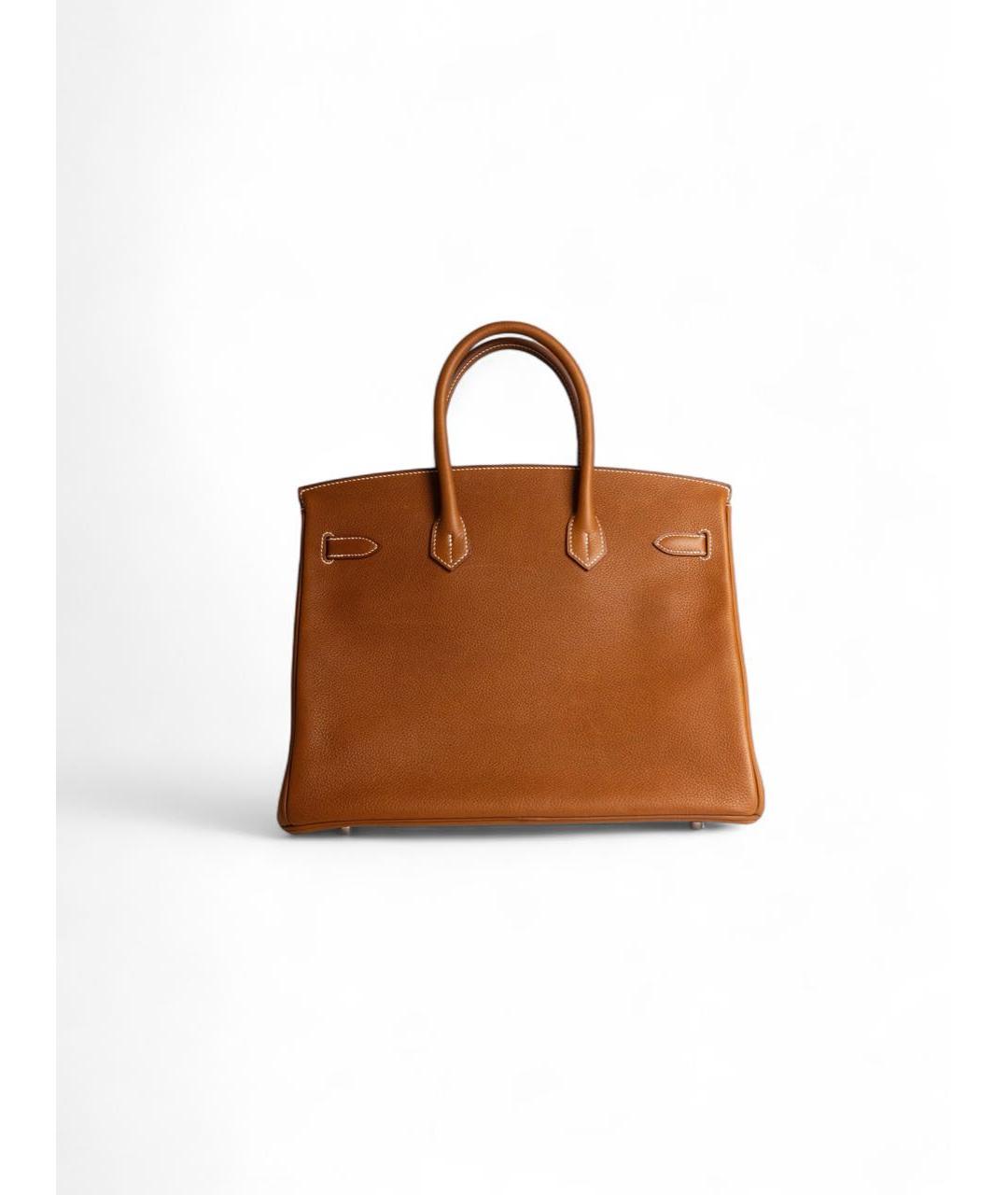 HERMES Коричневая кожаная сумка с короткими ручками, фото 2