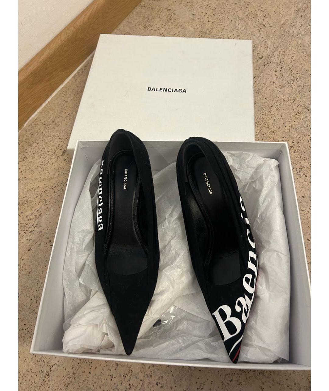 BALENCIAGA Черные кожаные туфли, фото 2