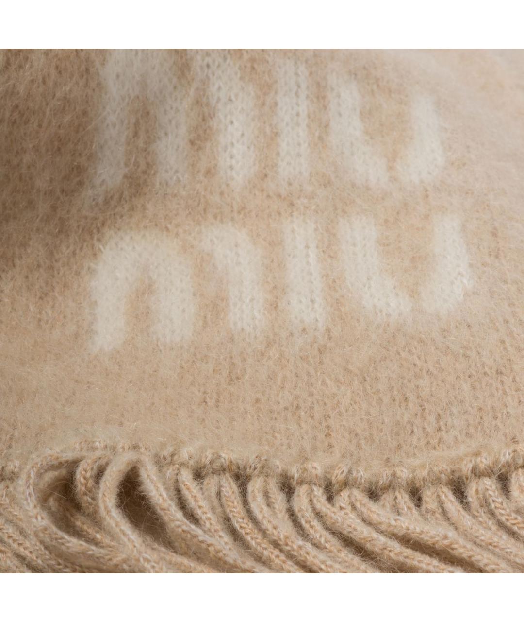 MIU MIU Бежевый шерстяной шарф, фото 3