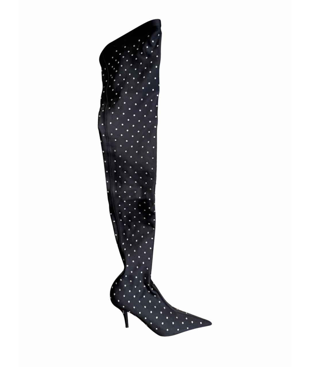 BALENCIAGA Черные текстильные ботфорты, фото 1