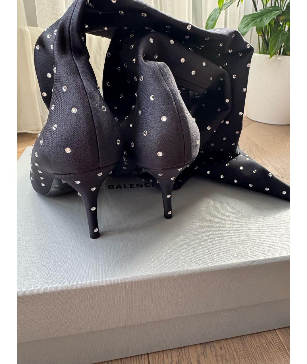 BALENCIAGA Черные текстильные ботфорты, фото 2