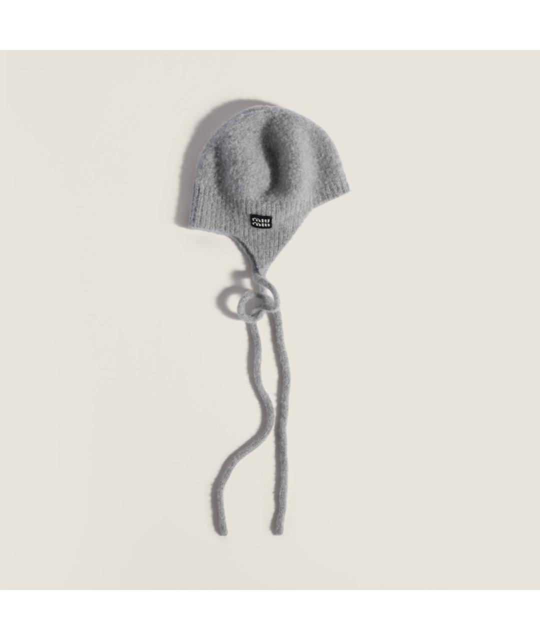 MIU MIU Серая шерстяная шапка, фото 3