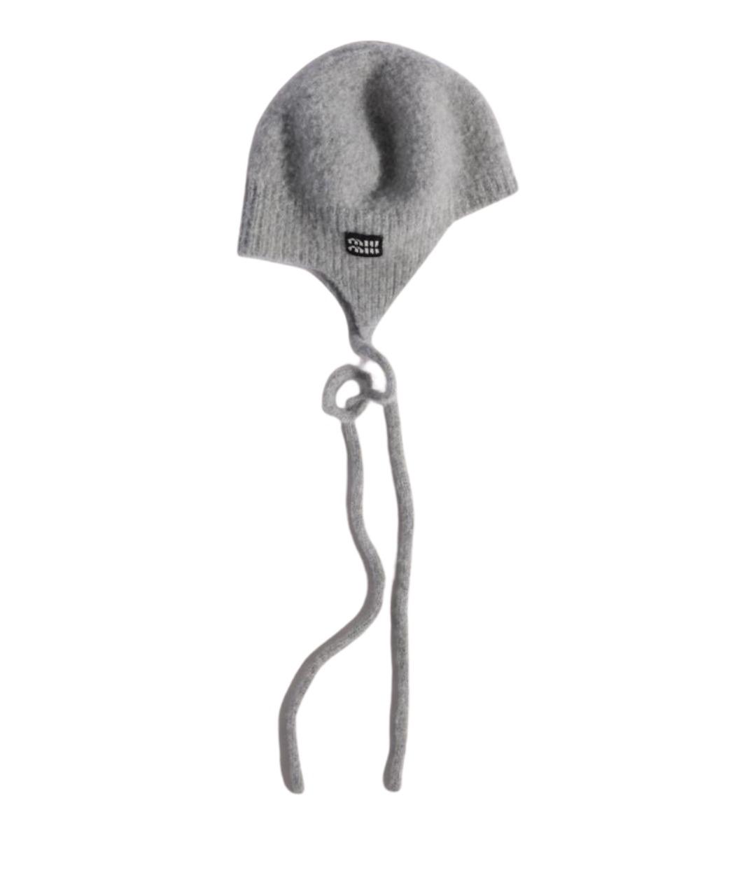 MIU MIU Серая шерстяная шапка, фото 1
