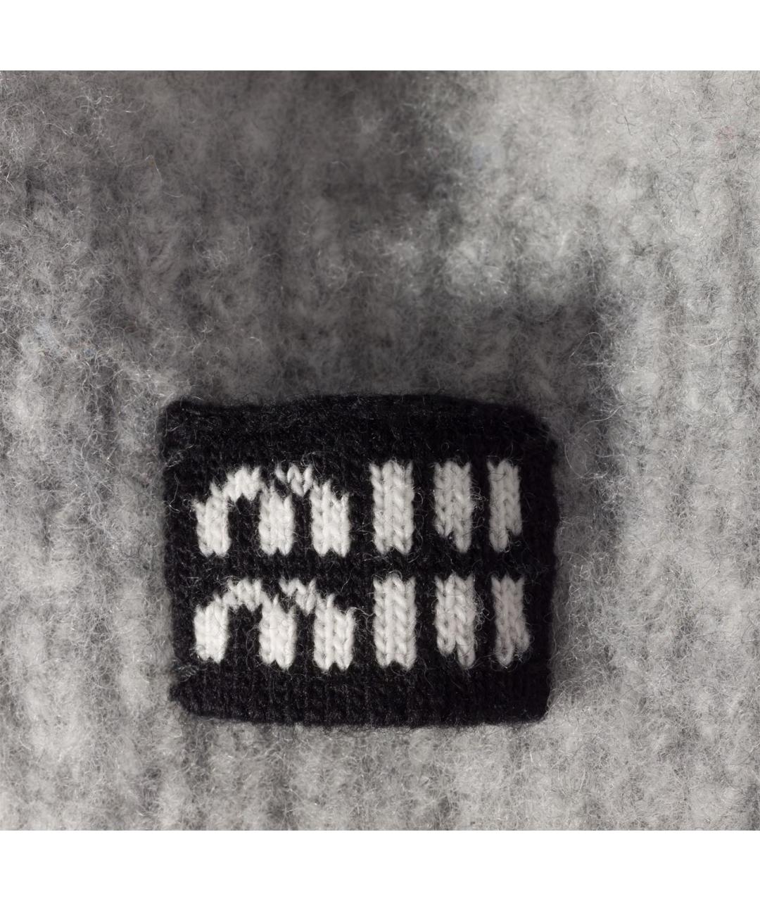 MIU MIU Серая шерстяная шапка, фото 2