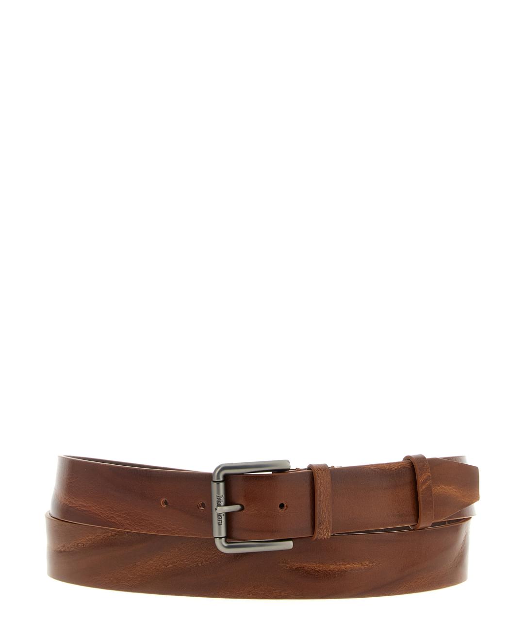 MAX MARA Коричневый кожаный ремень, фото 1