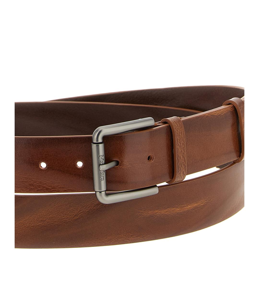 MAX MARA Коричневый кожаный ремень, фото 3