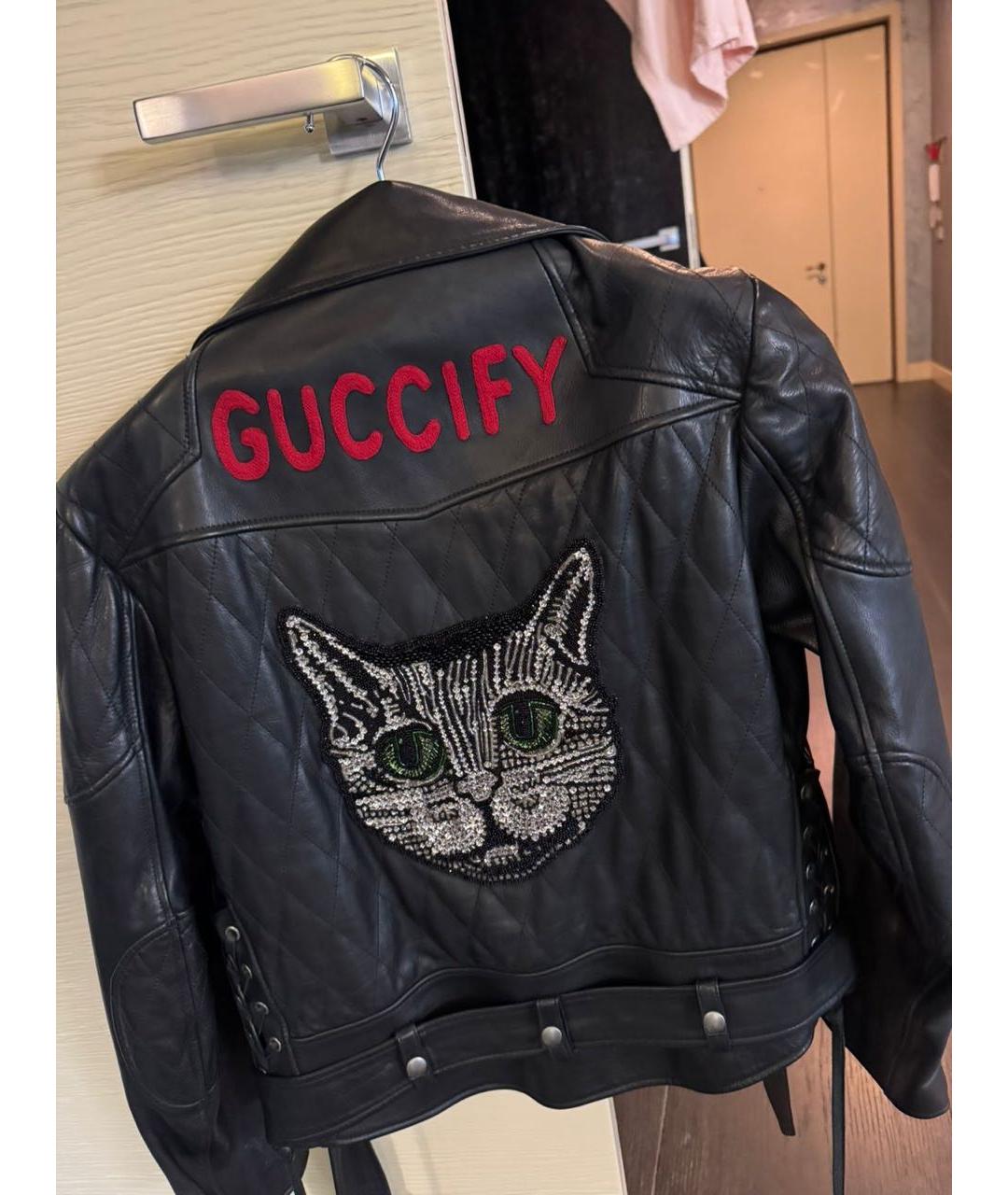 GUCCI Черная кожаная куртка, фото 2