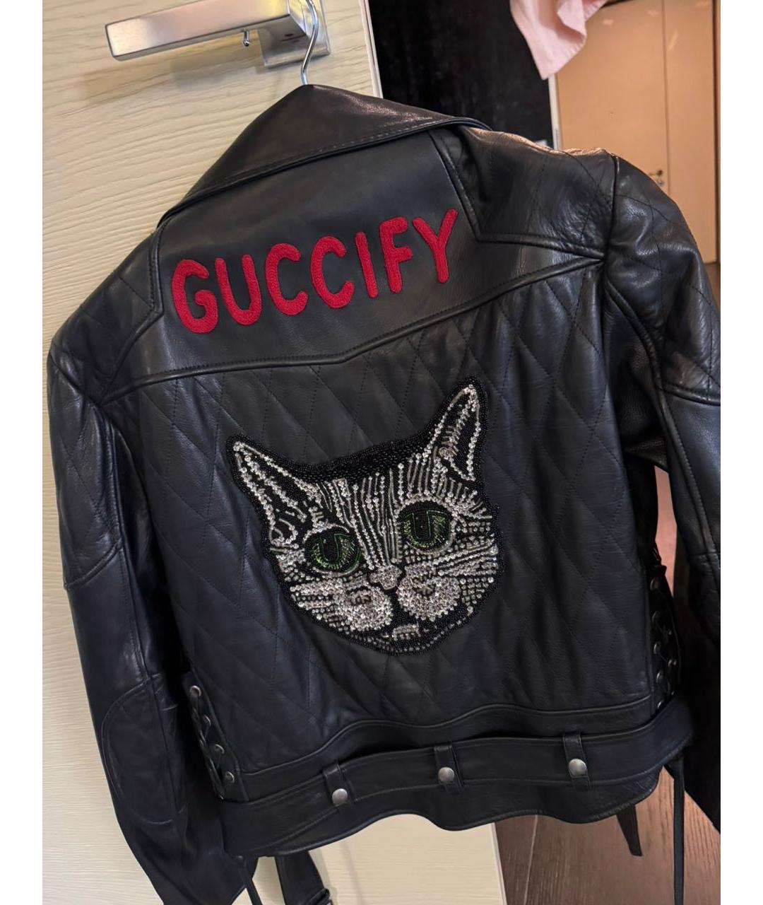 GUCCI Черная кожаная куртка, фото 3