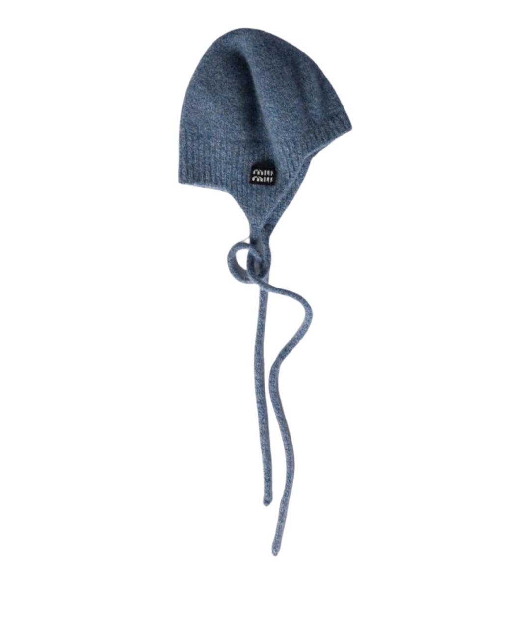 MIU MIU Голубая шерстяная шапка, фото 1